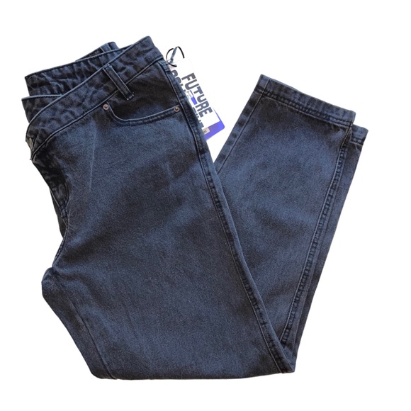 NWT Future Collective Asymmetrical Tapered Leg Jean in Faded Black - Picture 7 of 12